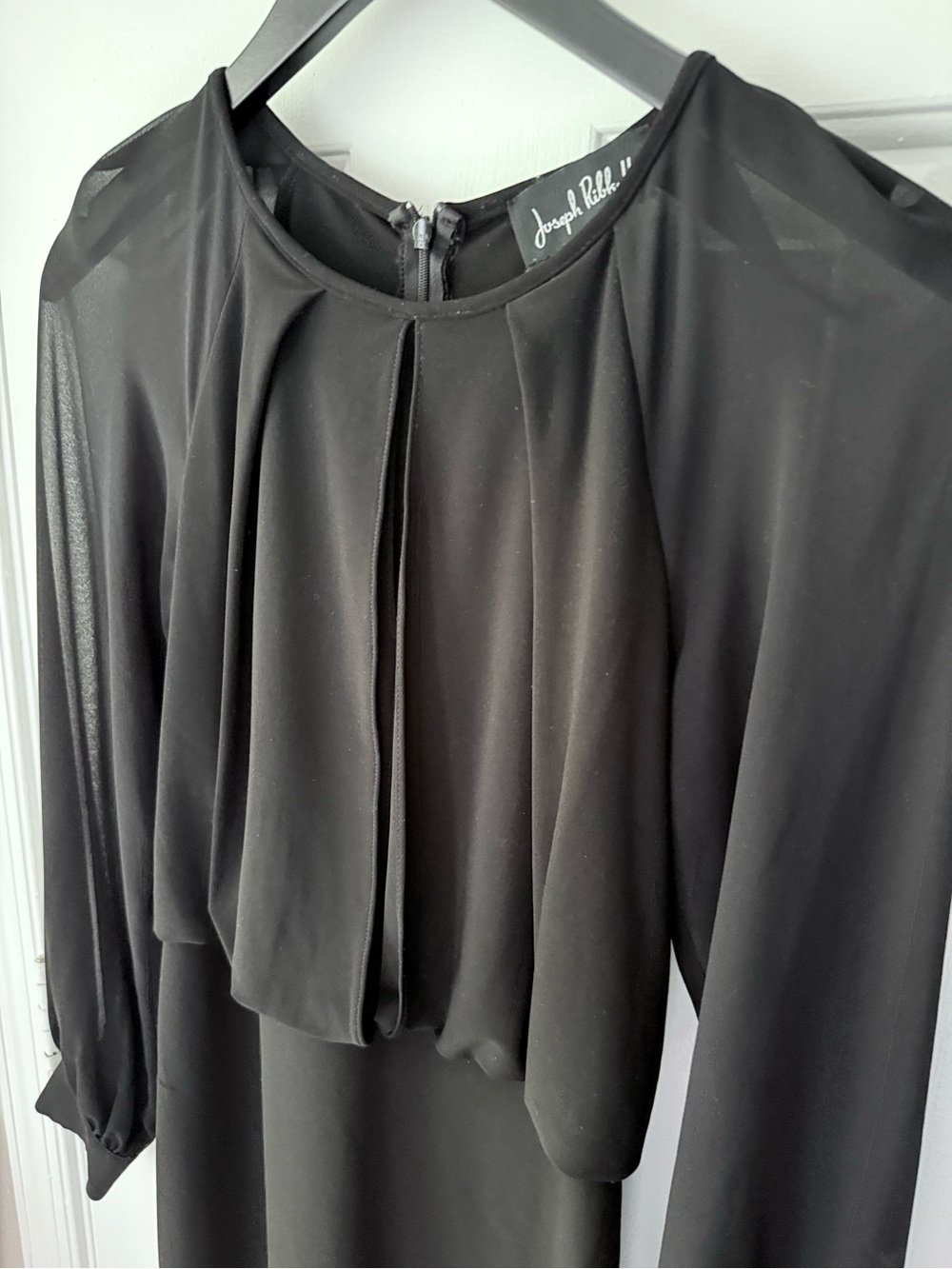 Joseph Ribkoff Black Long-Sleeve Layered Sheer Bodice Dress